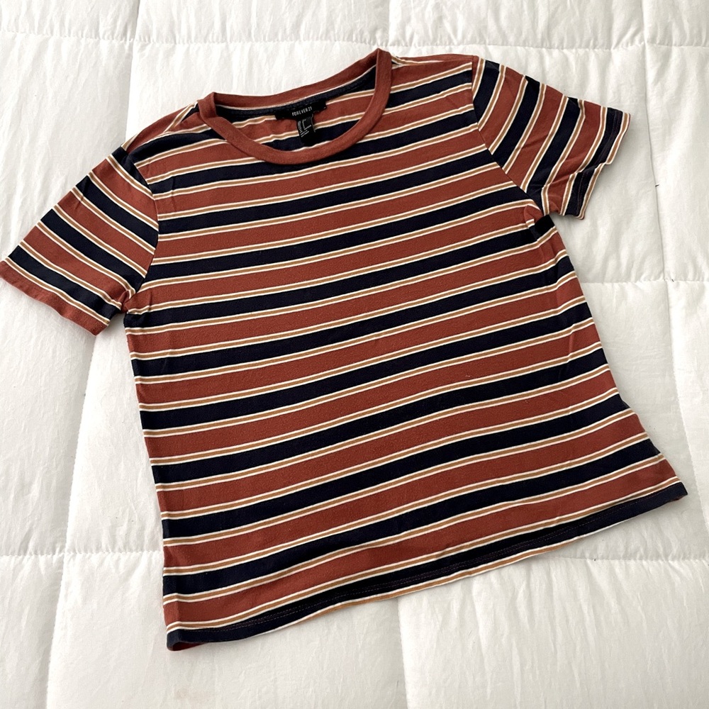 Forever 21 stripe retro tee size small